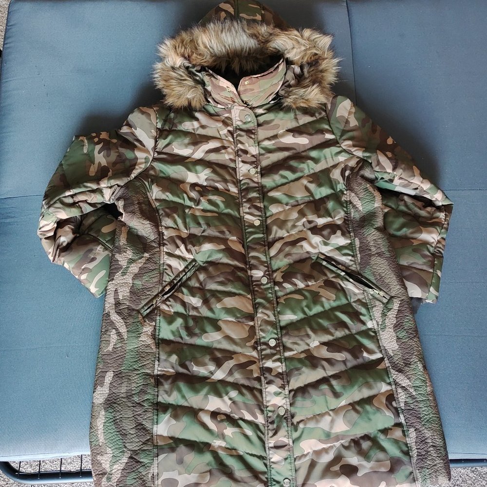 K Jordan Women's Military Style Puffer Jacket/Cami Color Long Jacket w/Hoodie!